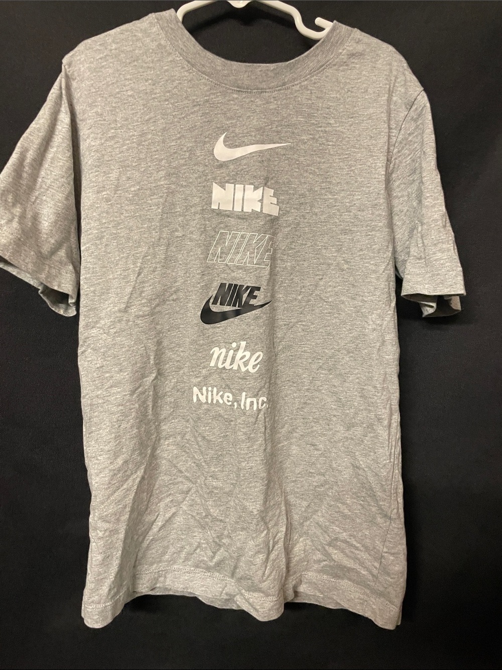 Nike Gray Short Sleeve Tee with Vertical Logo Rows
